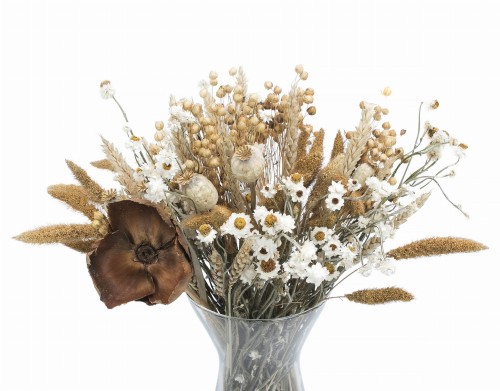 Zestaw suszonych kwiatów do wazonu Rustic - setaria, złociszek, len