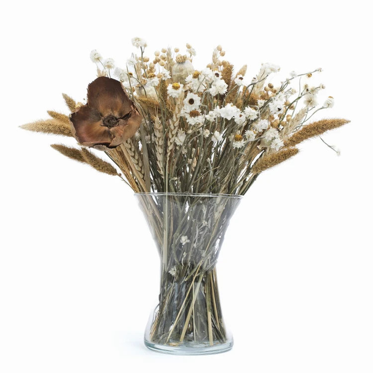 Zestaw suszonych kwiatów do wazonu Rustic - setaria, złociszek, len