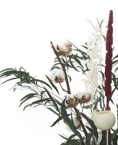 Zestaw suszonych kwiatów Winter Garden - bawełna, babala, ruskus