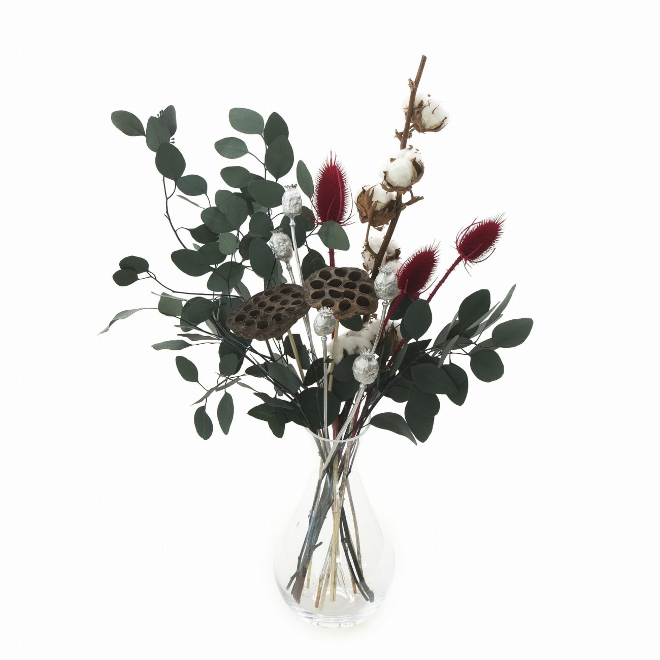 Zestaw suszonych kwiatów Chilly Blooms - bawełna, makówka, osty