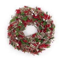 Dried wreath red & green- 30 cm