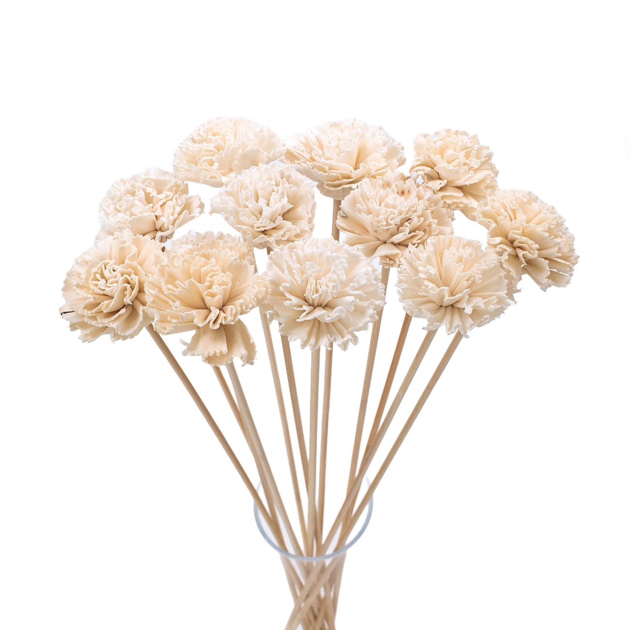 Kwiat shola - goździk biały/kremowy 6 cm na łodydze