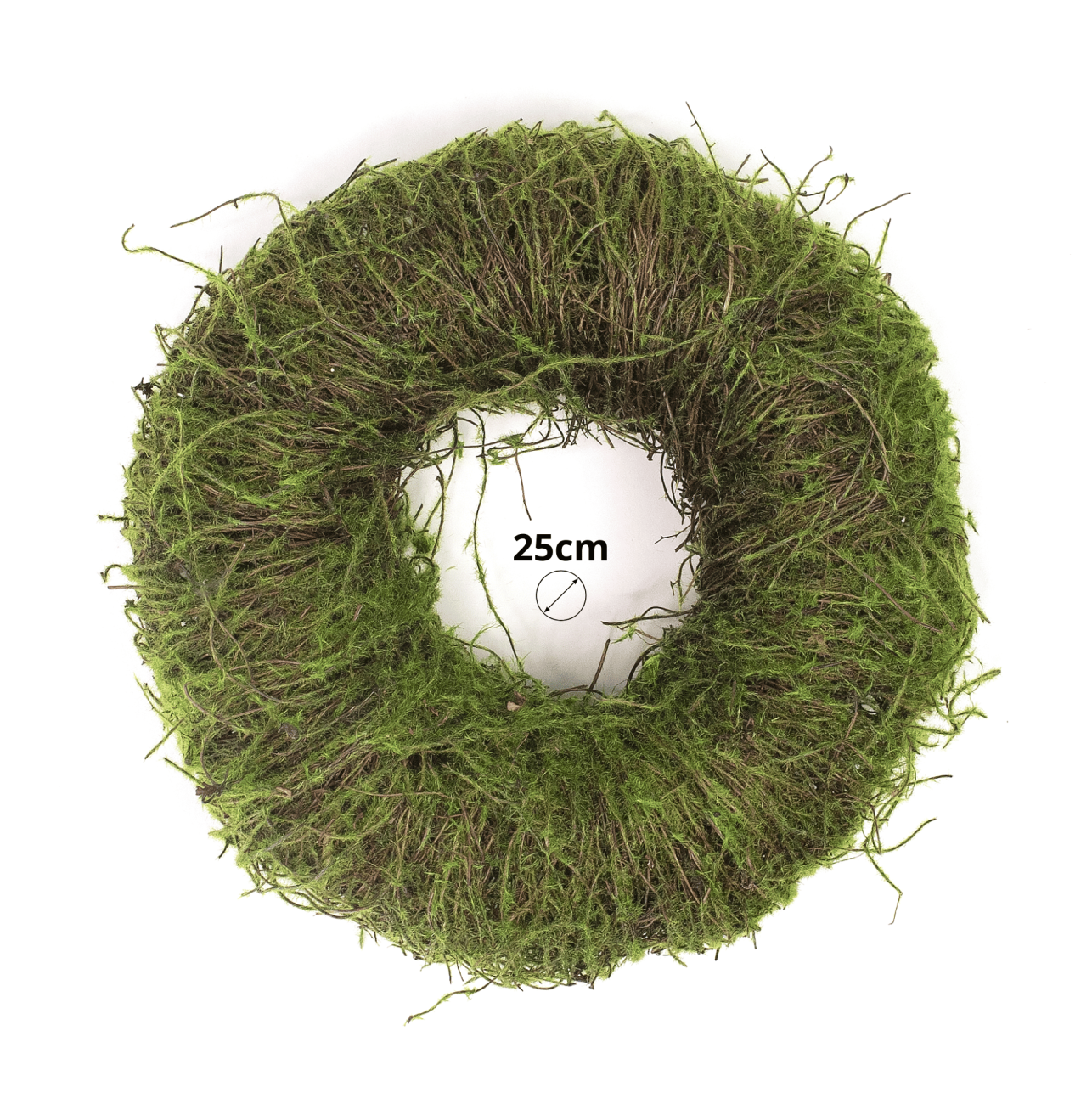 Wianek  z faszyny 25 cm - zielony z dodatkiem mchu