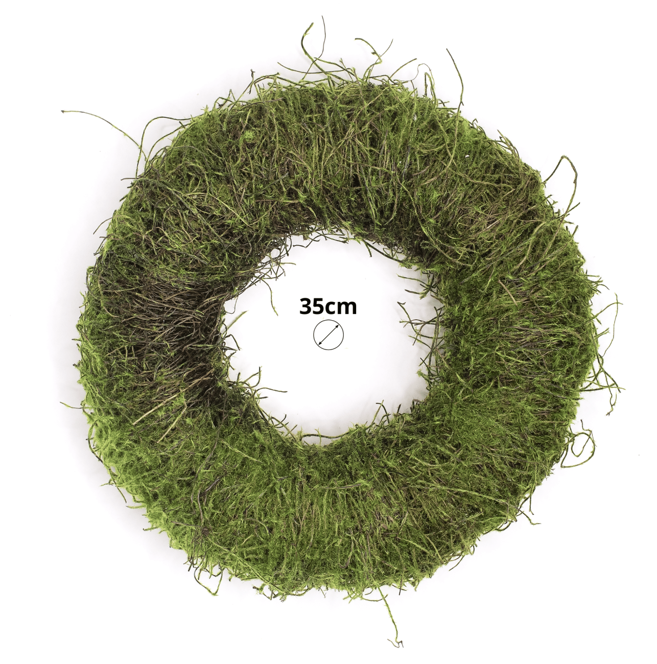 Wianek  z faszyny 35 cm - zielony z dodatkiem mchu