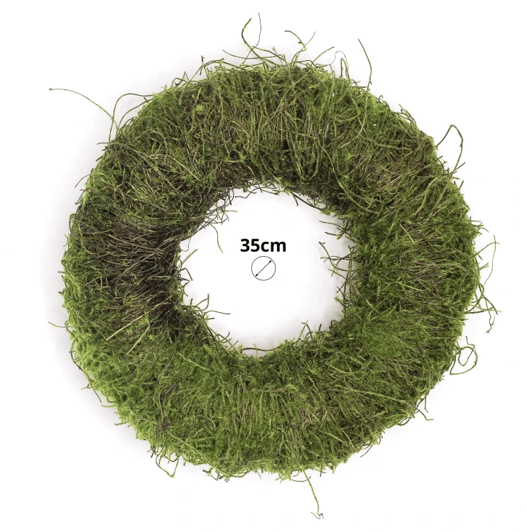 Wianek z faszyny 35 cm - zielony z dodatkiem mchu