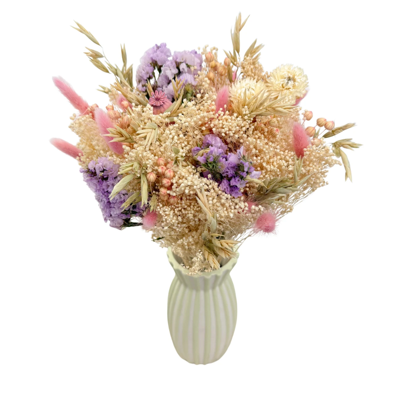 Bukiet suszonych kwiatów Pastel - broom bloom, makówka, zatrwian