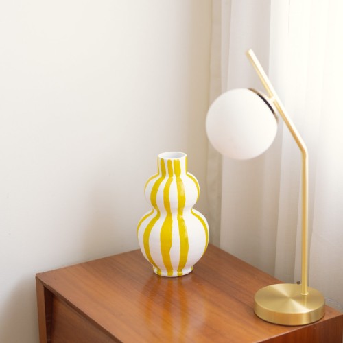 Wazon ceramiczny w paski ręcznie malowany