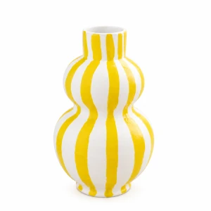 Wazon ceramiczny w żółte paski