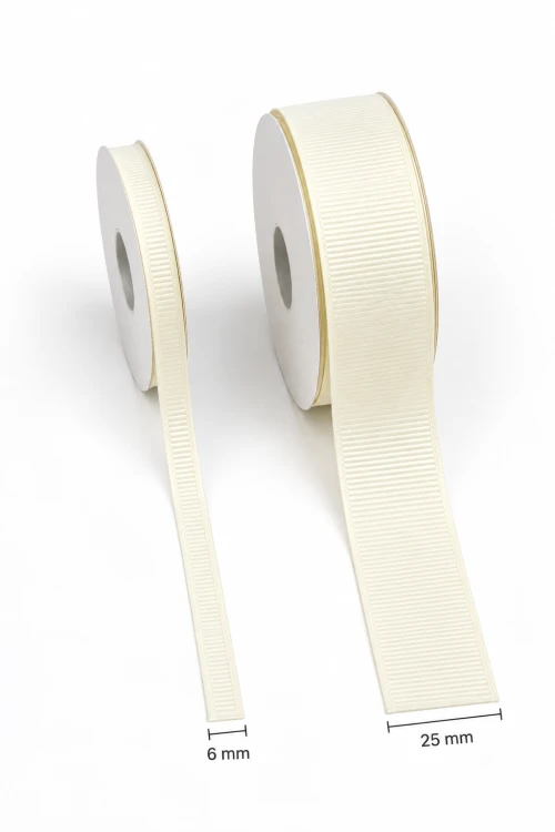 Wstążka rypsowa ecru 25 mm 22 mb