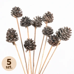 Naturalne szyszki sosnowe frosted na patyczku 5 szt. - dekoracje świąteczne
